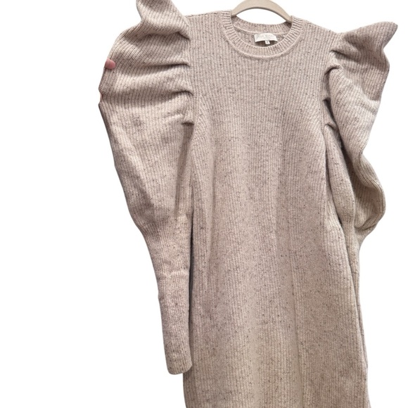 Ted Baker MARNIAA Wool Knit Sweater Midi Dress Puff Sleeve Cream Beige Sz 2/M - Picture 8 of 15